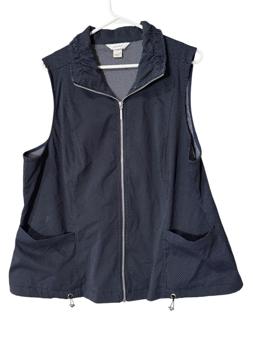 CJ Banks Vest Women Size 1X Sleeveless Top Full Zip Runched Collar Modern Casual